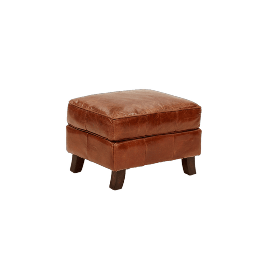 MULAN TOP GRAIN COWHIDE LEATHER OTTOMAN IN ORIGINAL AGED LEATHER - MyChocolateWood