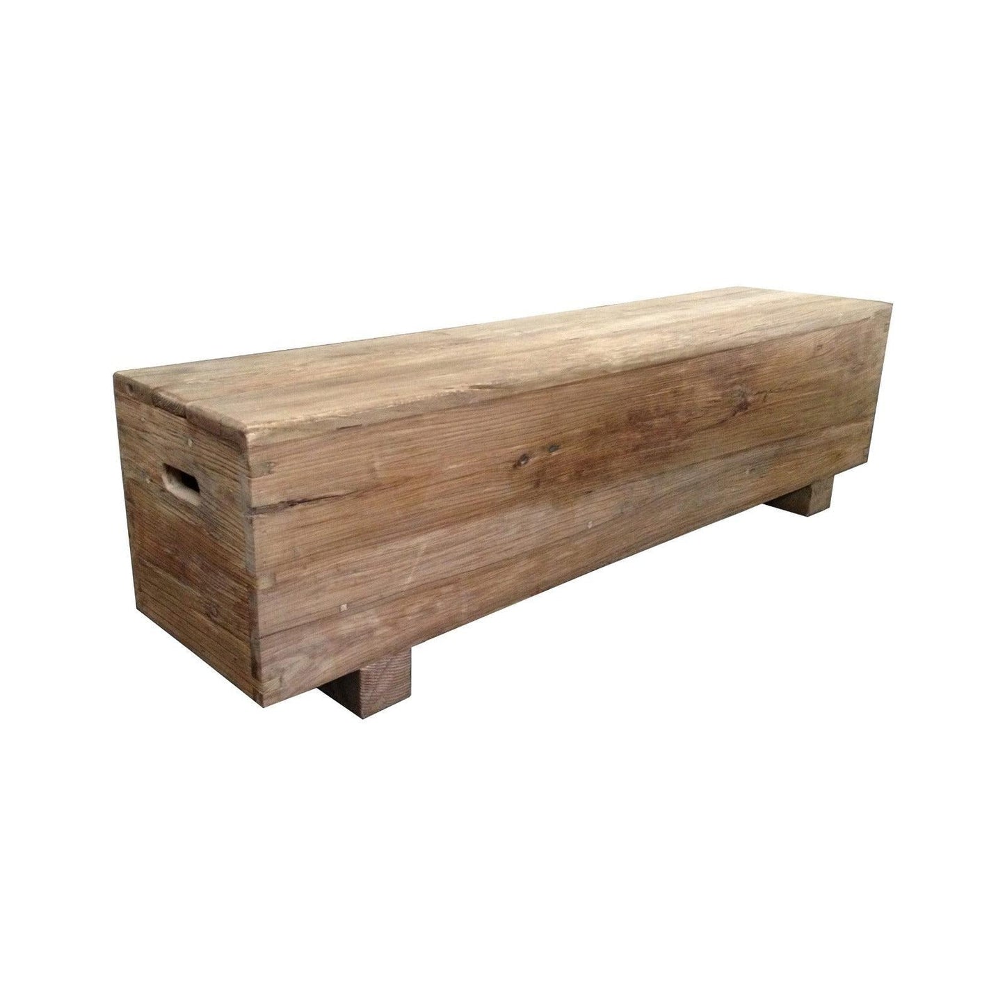 VILLA RUSTIC LOUVRE STYLE BENCH/STORAGE BOX 160CM IN RECYCLED ELM - MyChocolateWood