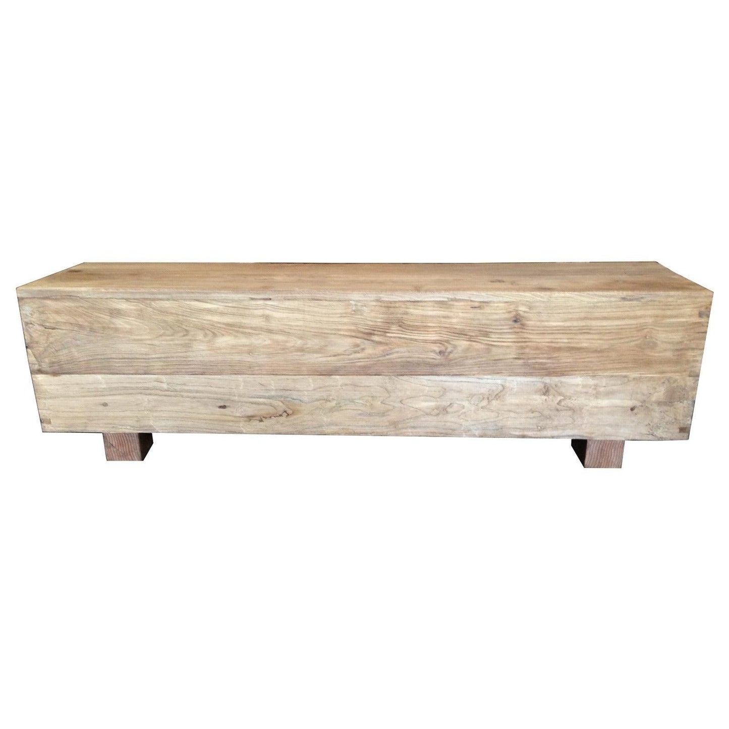 VILLA RUSTIC LOUVRE STYLE BENCH/STORAGE BOX 160CM IN RECYCLED ELM - MyChocolateWood