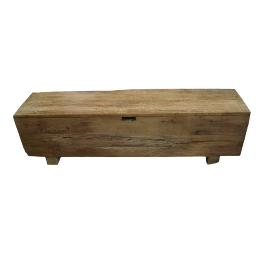 VILLA RUSTIC LOUVRE STYLE BENCH/STORAGE BOX 160CM IN RECYCLED ELM - MyChocolateWood