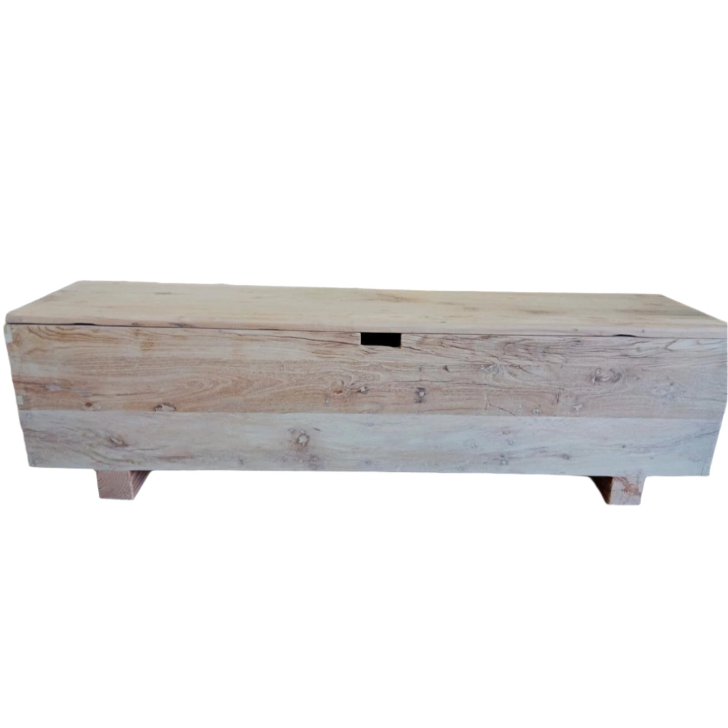 VILLA RUSTIC LOUVRE STYLE BENCH/STORAGE BOX 160CM IN RECYCLED ELM - MyChocolateWood