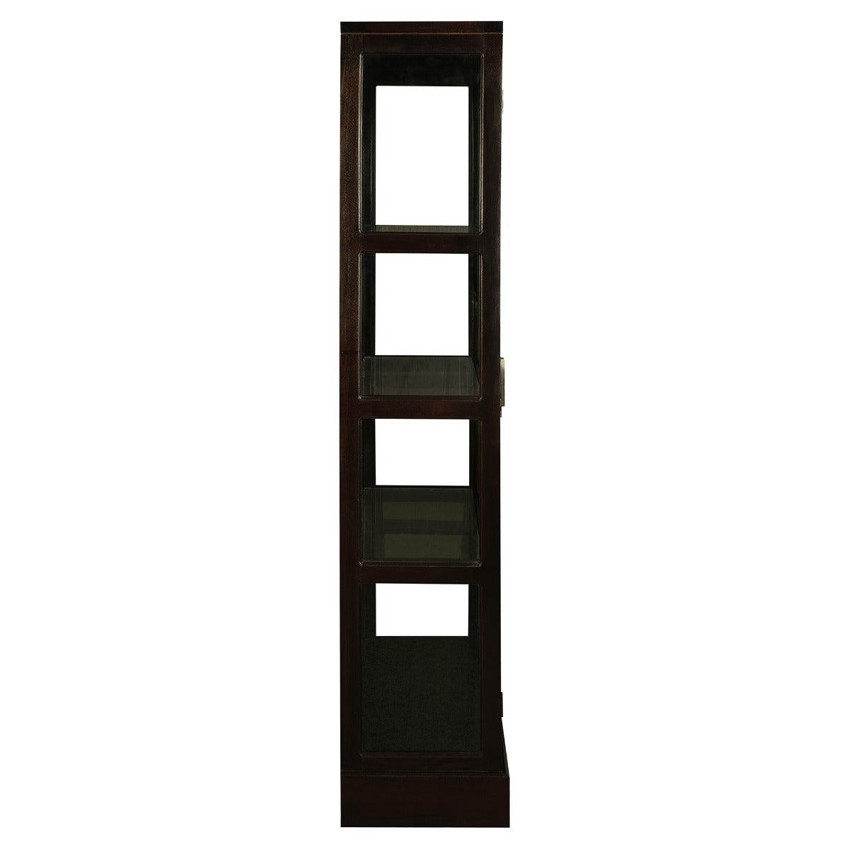 PARIS SOLID MAHOGANY TIMBER MIRRORED BACK DISPLAY CABINET WITH 3 SHELVES - CHOCOLATE - MyChocolateWood