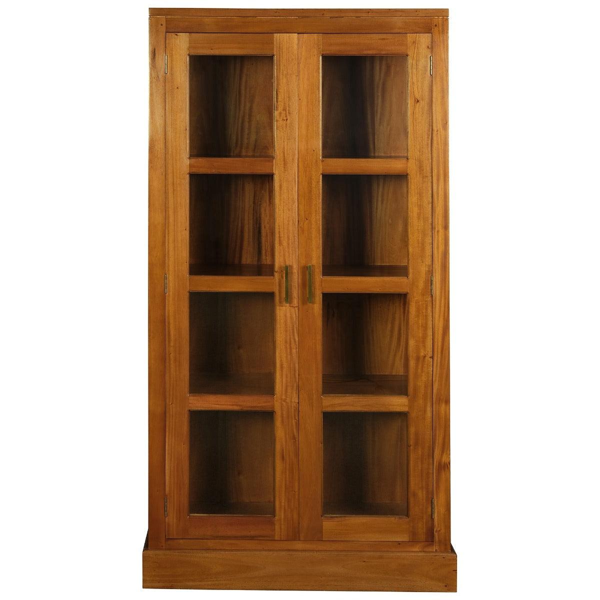 PARIS SOLID MAHOGANY TIMBER DISPLAY CABINET WITH 3 SHELVES - LIGHT PECAN
