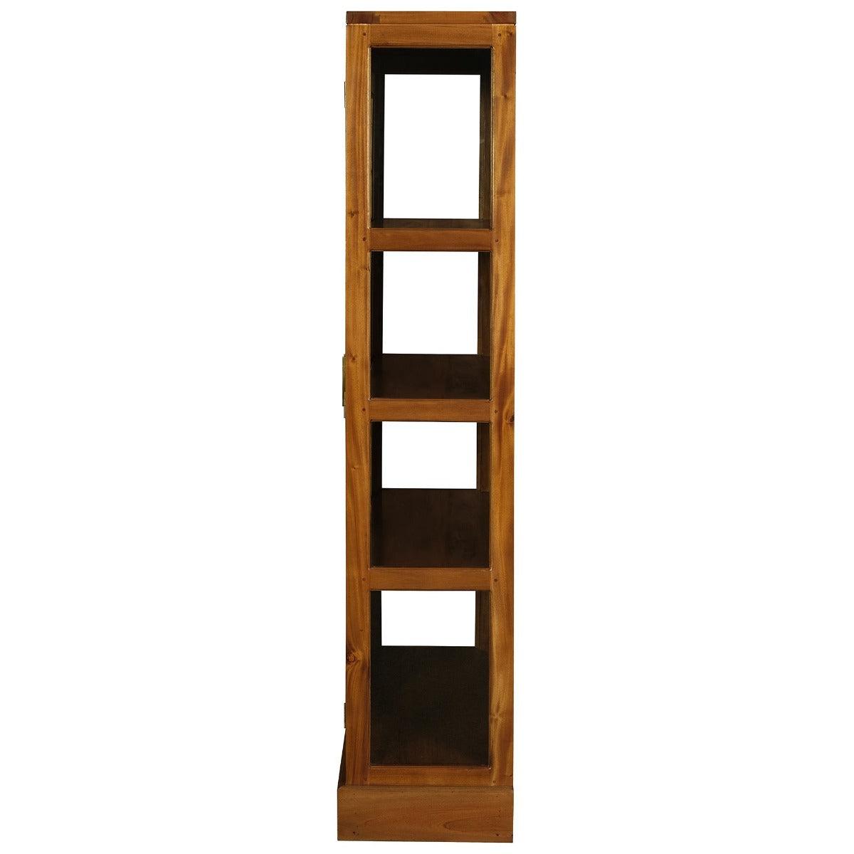 PARIS SOLID MAHOGANY TIMBER DISPLAY CABINET WITH 3 SHELVES - LIGHT PECAN