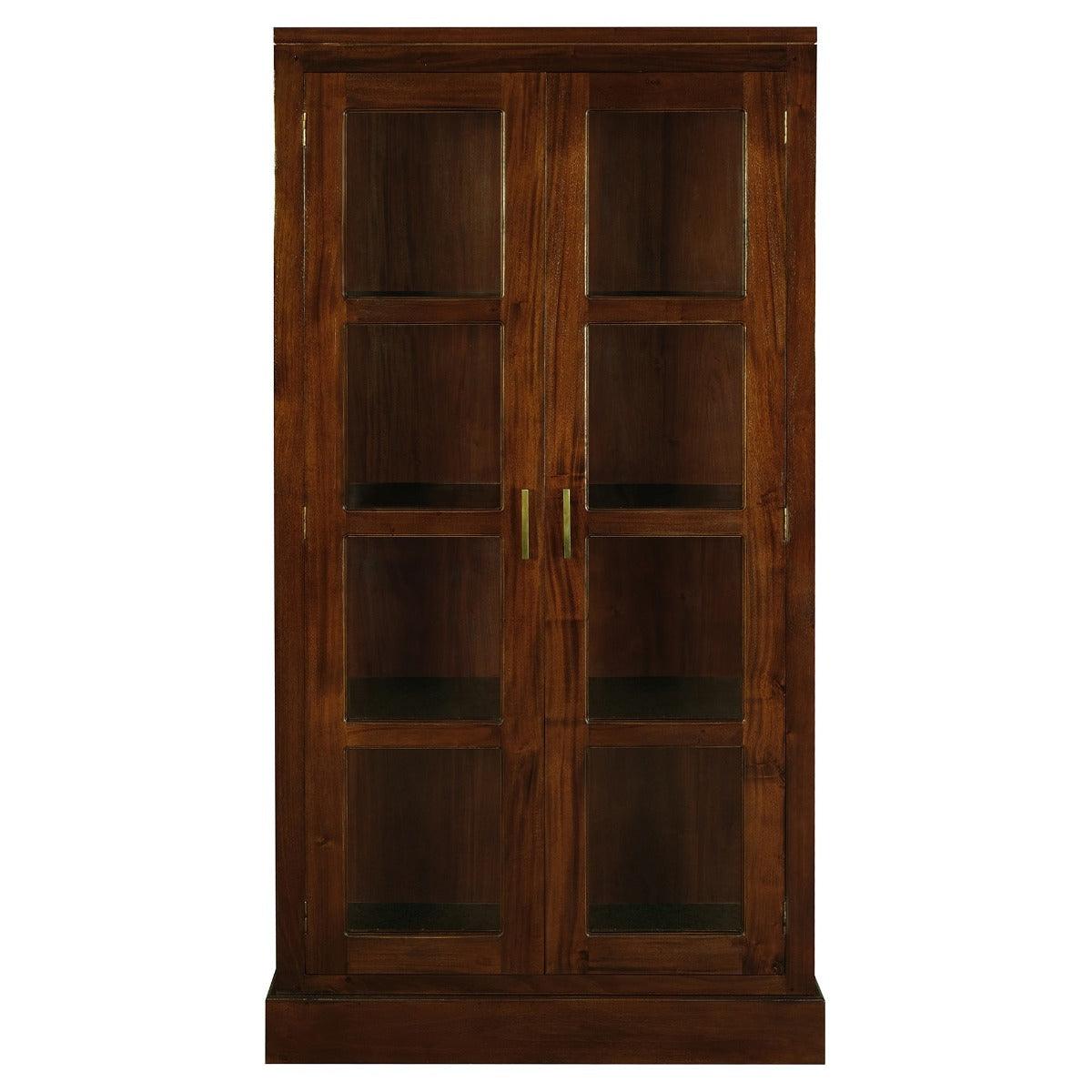 PARIS SOLID MAHOGANY TIMBER DISPLAY CABINET WITH 3 SHELVES - MAHOGANY - MyChocolateWood