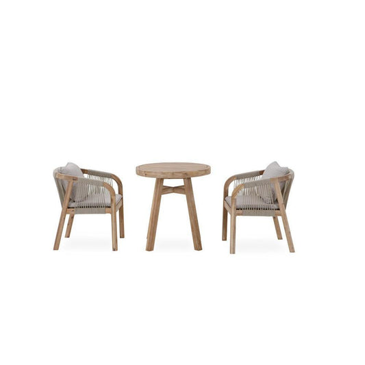 GLOUCESTER ACACIA WOOD & ROPE 3 - PIECE BALCONY OUTDOORS SETTING - MyChocolateWood