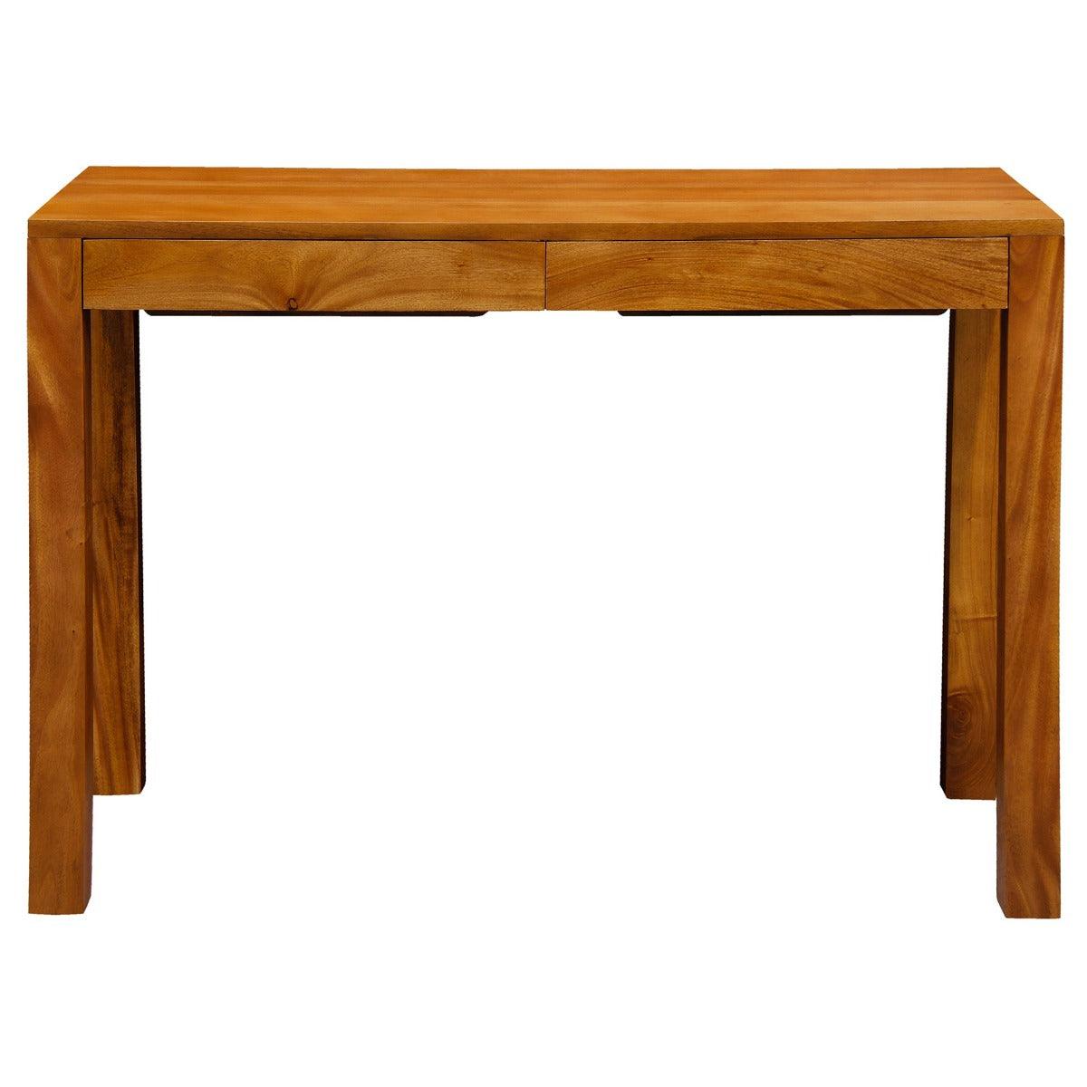 TANAKA SOLID MAHOGANY TIMBER DESK WITH 2 HIDDEN DRAWERS - LIGHT PECAN - MyChocolateWood