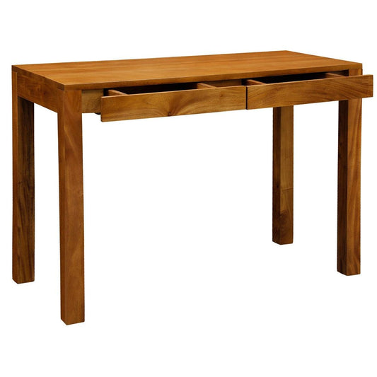 TANAKA SOLID MAHOGANY TIMBER DESK WITH 2 HIDDEN DRAWERS - LIGHT PECAN - MyChocolateWood