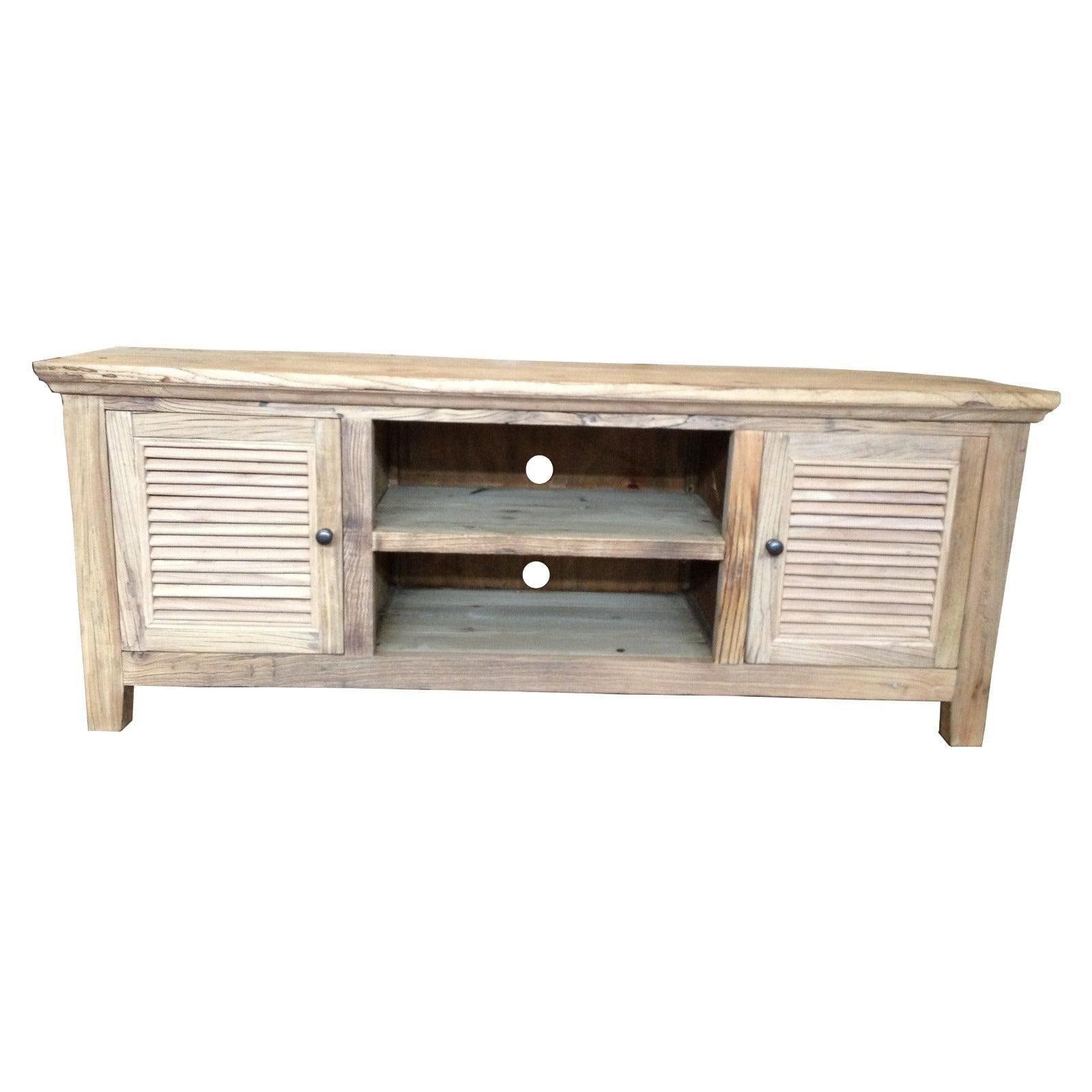 VILLA RUSTIC LOUVRE STYLE TV/ENTERTAINMENT UNIT 2 DOORS IN RECYCLED ELM 150CM - MyChocolateWood