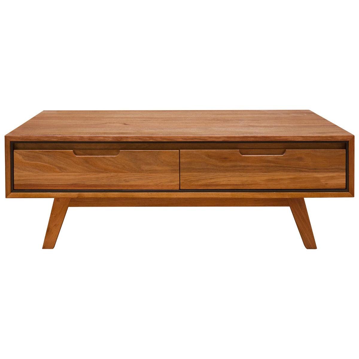 ALMA TASMANIAN BLACKWOOD COFFEE TABLE 2 DRAWERS 120CM - MyChocolateWood