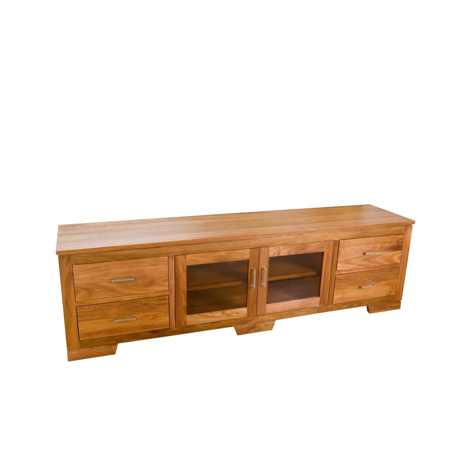 ALDO TASMANIAN BLACKWOOD TV/ENTERTAINMENT UNIT WITH 4 DRAWERS & 2 GLASS DOORS - MyChocolateWood