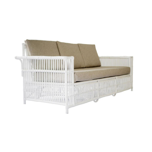 NAPOLI HAMPTONS STYLE 3-SEATER RATTAN SOFA IN SOLID WHITE - MyChocolateWood