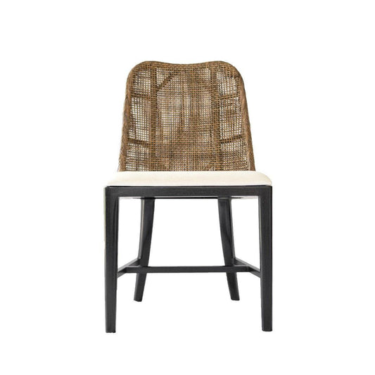 LANCASTER HAMPTONS RATTAN DINING CHAIR IN PECAN BROWN /BLACK LEGS - MyChocolateWood