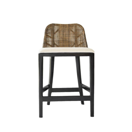 LANCASTER HAMPTONS RATTAN COUNTER STOOL IN PECAN BROWN /BLACK LEGS - MyChocolateWood