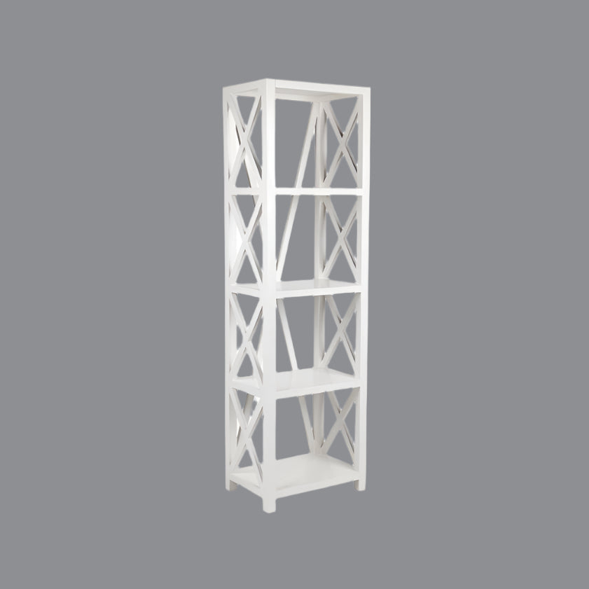 HAMPTON SOLID MAHOGANY LARGE CROSS BOOKCASE BOOKSHELF 4 SHELVES - WHITE - MyChocolateWood