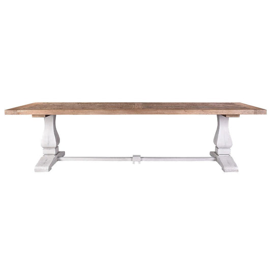 RECANATI RECLAIMED ELM TIMBER DINING TABLE/ WHITE LEGS 300CM - MyChocolateWood