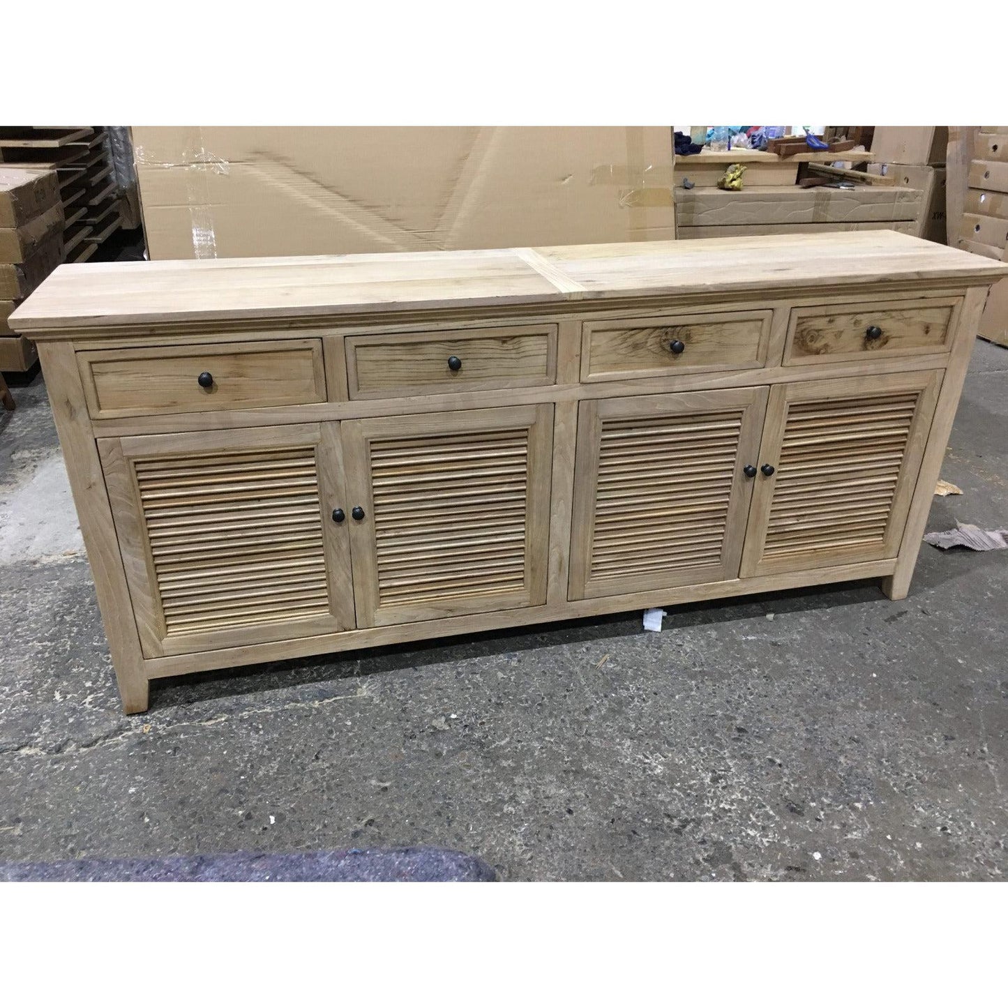 VILLA LOUVRE STYLE BUFFET SIDEBOARD 4 DOORS & 2 DRAWERS IN RECYCLED ELM 200CM - MyChocolateWood
