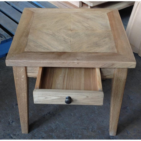 DUTCHY FRENCH PROVINCIAL STYLE SIDE TABLE/LAMP TABLE 1 DRAWER WITH PARQUETRY PATTERN 55 CM - MyChocolateWood