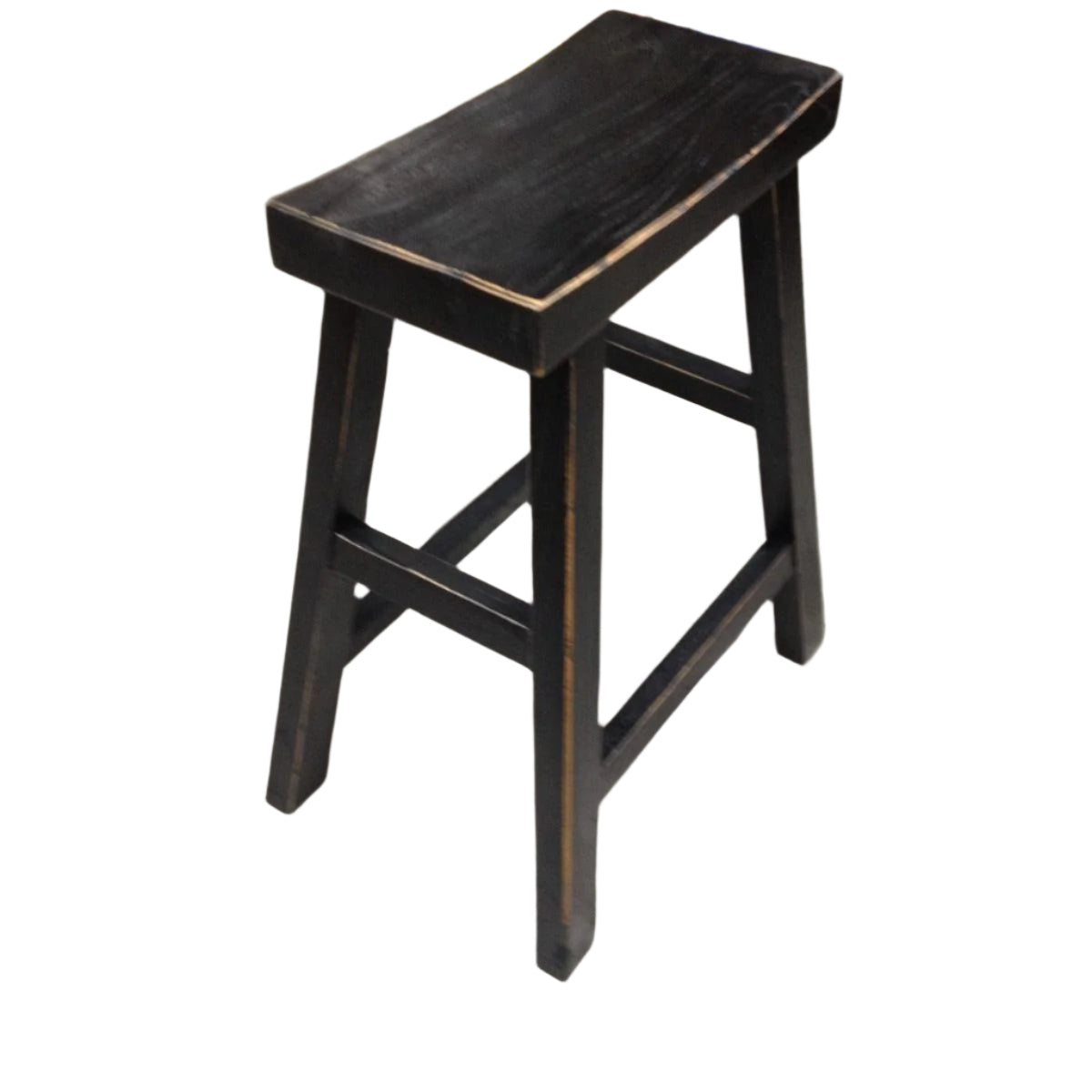 CHAGA RECYCLED ELM BAR STOOL IN DISTRESSED BLACK - MyChocolateWood