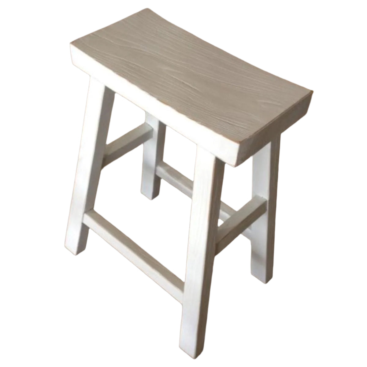 CHAGA RECYCLED ELM BAR STOOL IN DISTRESSED WHITE - MyChocolateWood