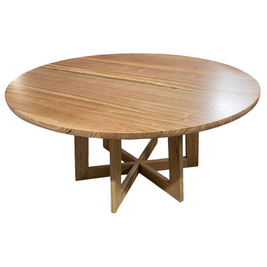 TORRENT ROUND DINING TABLE IN SOLID TASSIE OAK 180CM - CUSTOM MADE - MyChocolateWood