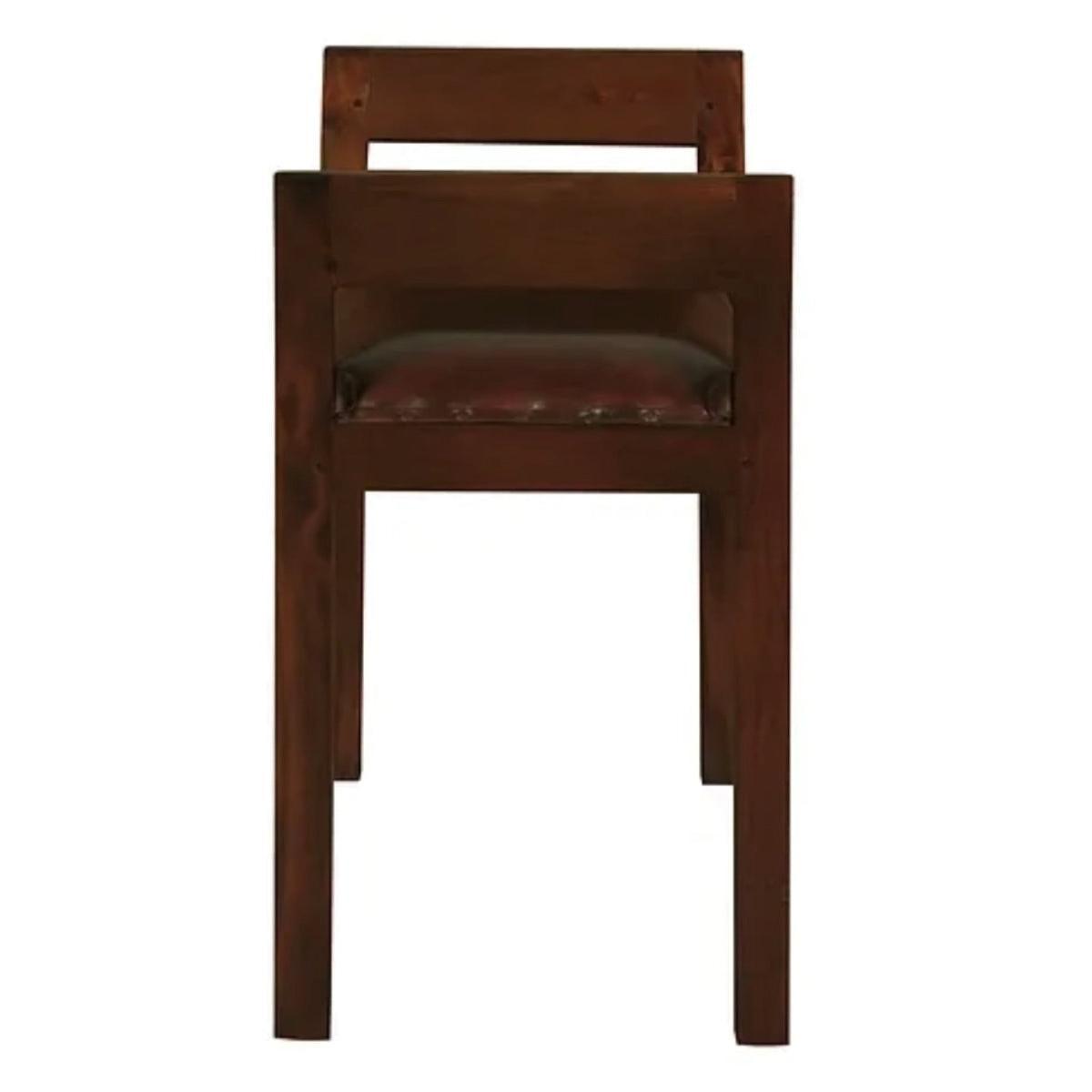 DELANY SOLID MAHOGANY TIMBER SINGLE BENCH WITH GENUINE LEATHER SEAT IN MAHOGANY - MyChocolateWood