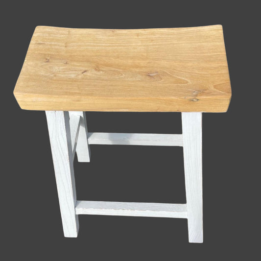 CHAGA RECYCLED ELM BAR STOOL IN 2 TONE FINISH - MyChocolateWood