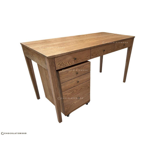 FLORENCE DESK & FILING CABINET IN SOLID AMERICAN OAK - MyChocolateWood