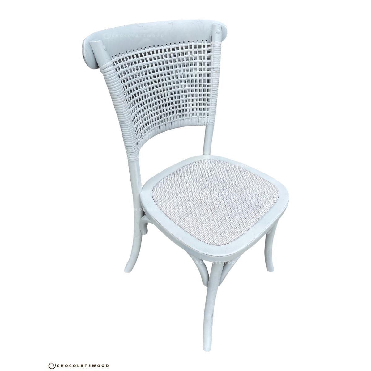 GIBRALTAR ROUND DINING TABLE IN 140CM + 4 MARSEILLE WHITE DINING CHAIRS - MyChocolateWood