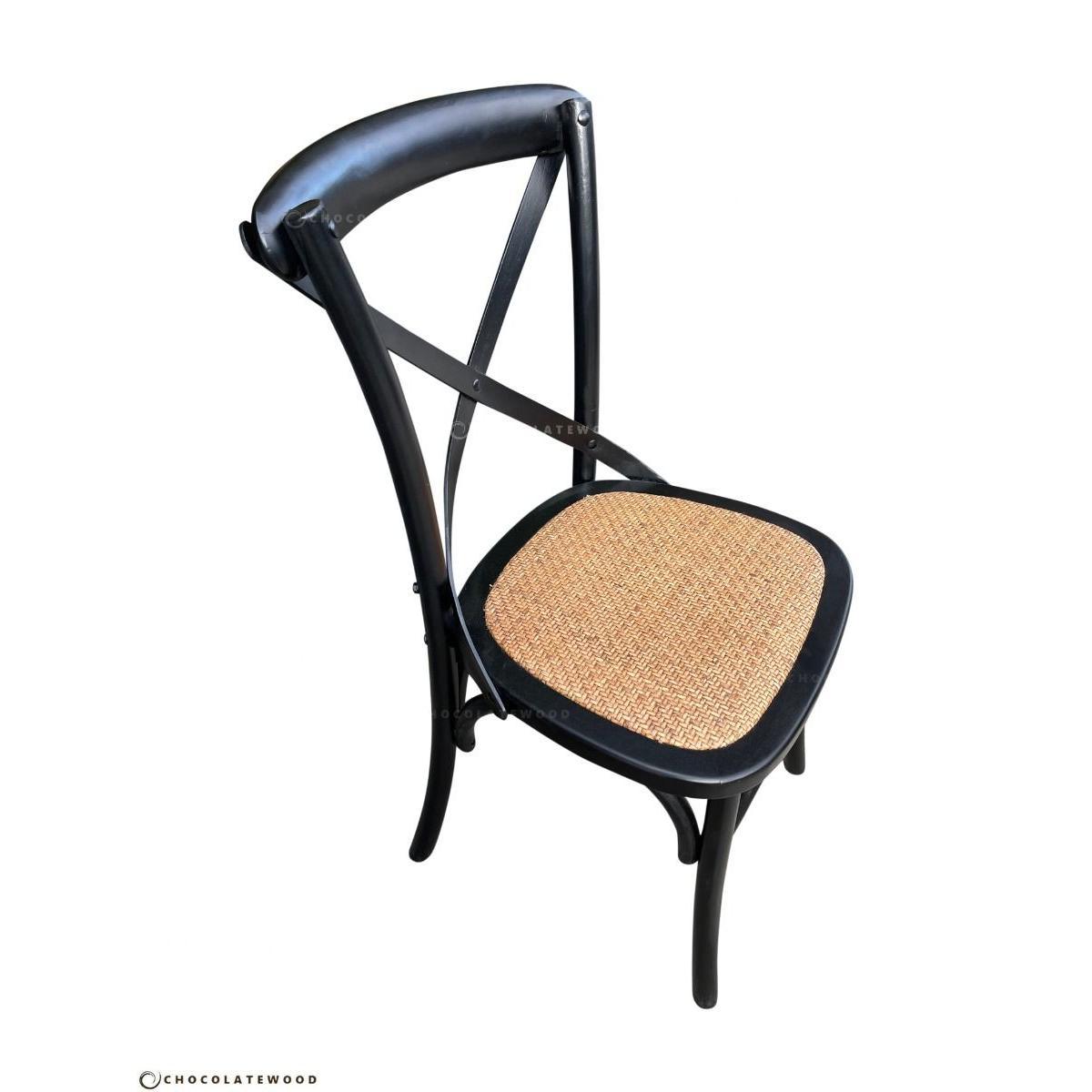 VALENTINA RECLAIMED ELMWOOD ROUND DINING TABLE 120CM- ALL NATURAL+ 5 MELROSE CROSS BACK CHAIRS IN SOLID BLACK