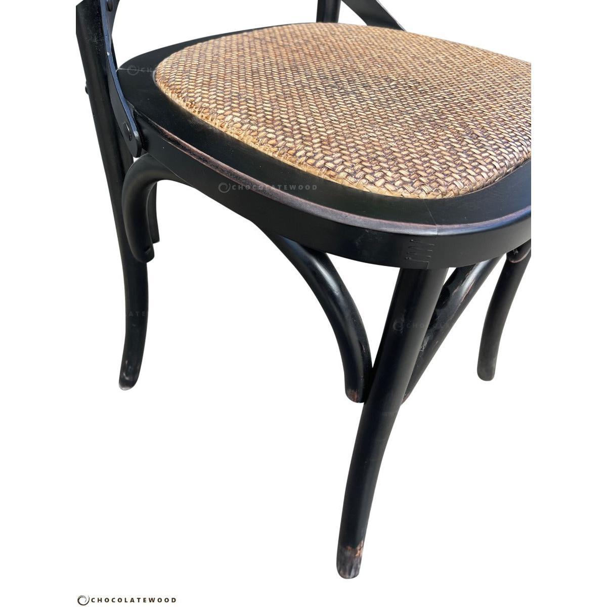 MELROSE DINING CHAIR IN SOLID OAK WITH A BLACK RUBBED BACK FINISH