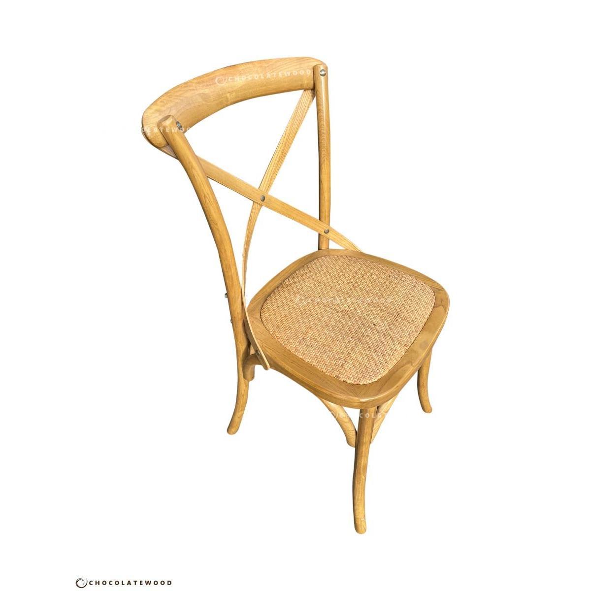 VALENTINA ROUND DINING TABLE 120CM- ALL NATURAL+ 5 MELROSE CROSS BACK CHAIRS IN NATURAL