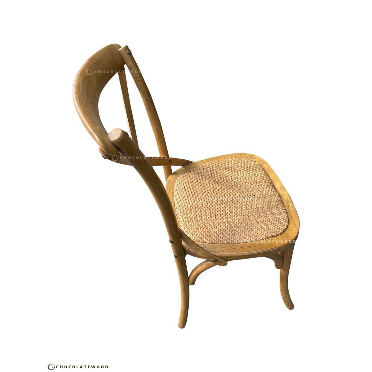 VALENTINA ROUND DINING TABLE 120CM- ALL NATURAL+ 5 MELROSE CROSS BACK CHAIRS IN NATURAL
