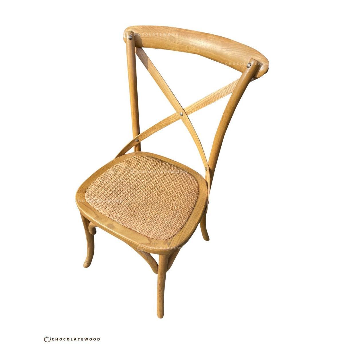 VALENTINA ROUND DINING TABLE 120CM- ALL NATURAL+ 5 MELROSE CROSS BACK CHAIRS IN NATURAL