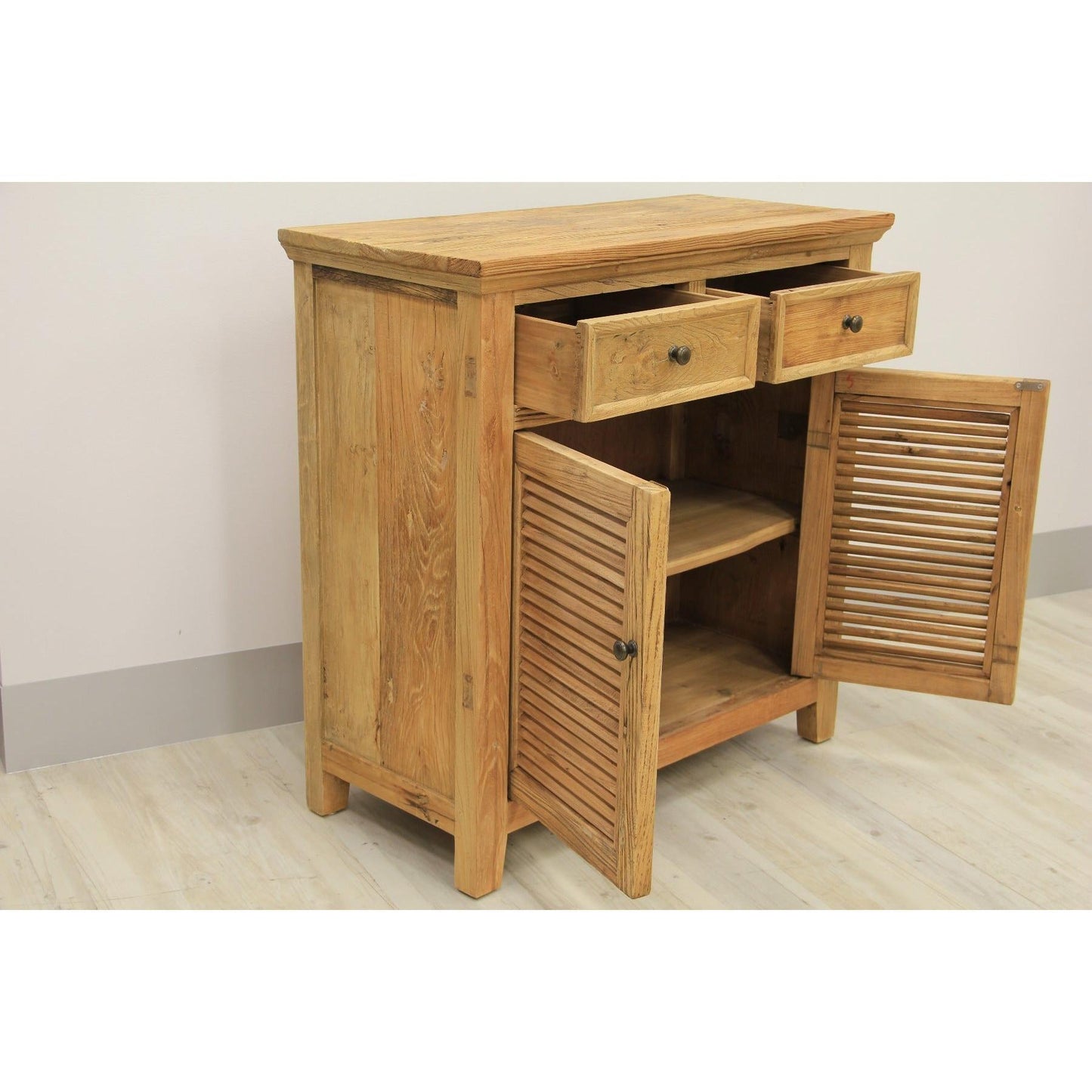 VILLA RUSTIC LOUVRE STYLE BUFFET/SIDEBOARD WITH 2 DOORS & 2 DRAWERS - MyChocolateWood