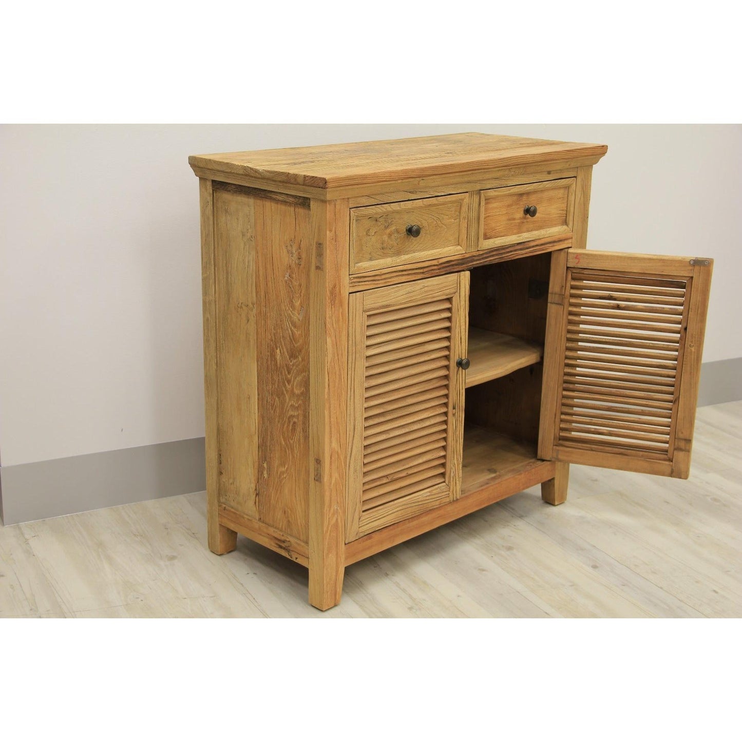 VILLA RUSTIC LOUVRE STYLE BUFFET/SIDEBOARD WITH 2 DOORS & 2 DRAWERS - MyChocolateWood