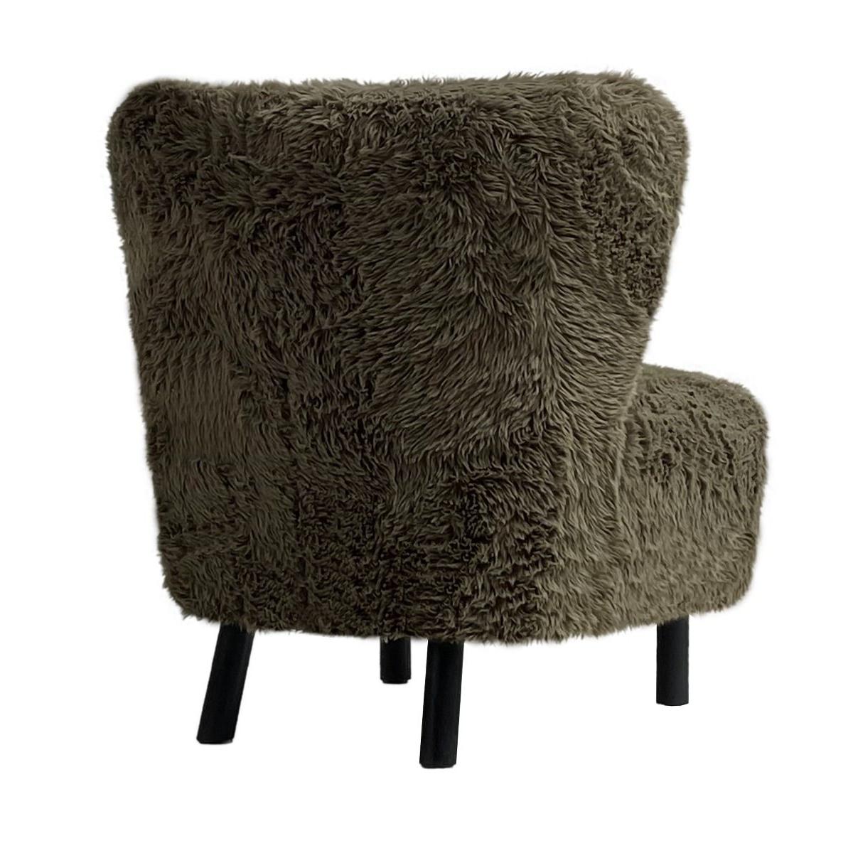 BOHEMIAN FAUX SHEEPSKIN/HARDWOOD CHAIR IN SAGE