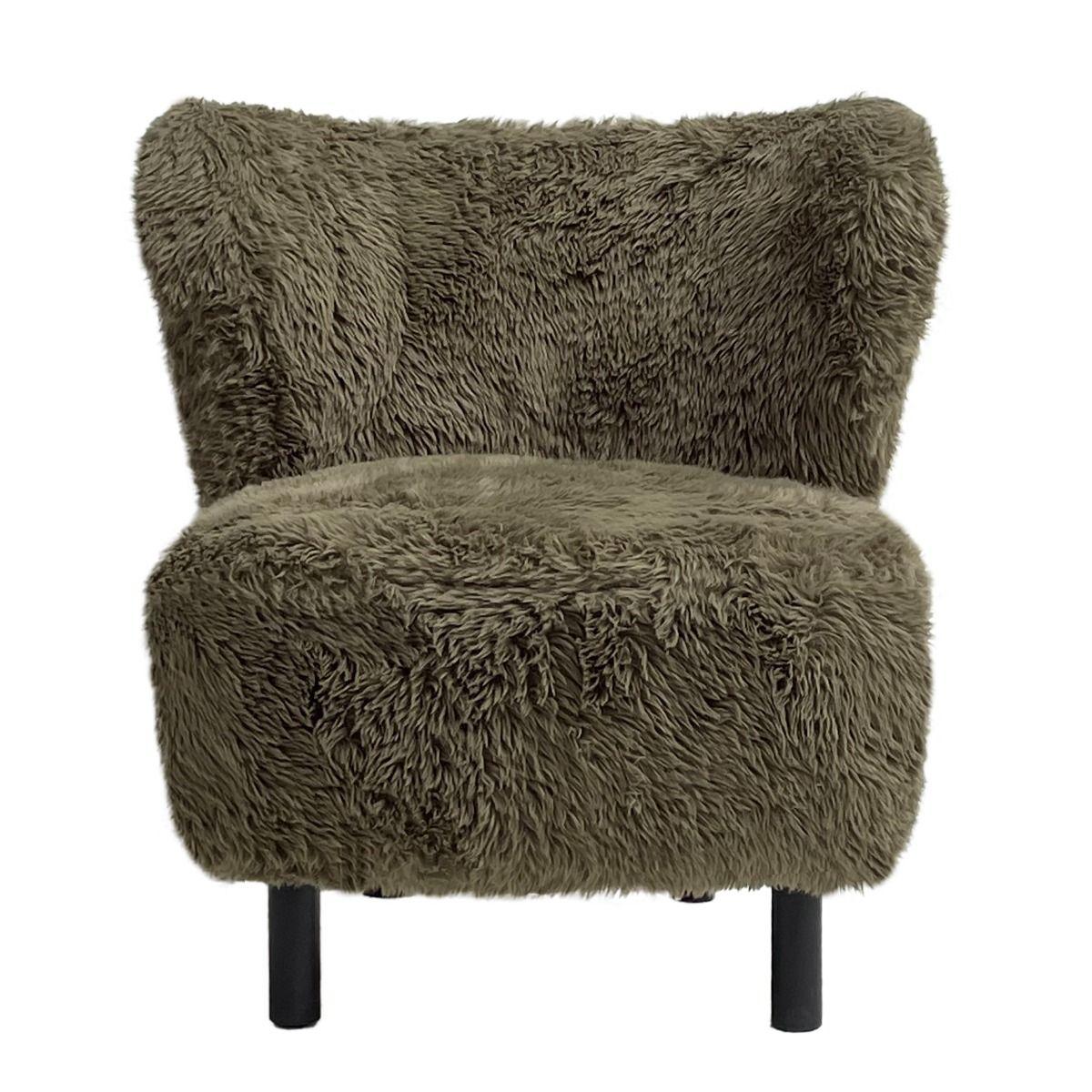 BOHEMIAN FAUX SHEEPSKIN/HARDWOOD CHAIR IN SAGE