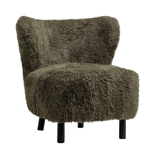 BOHEMIAN FAUX SHEEPSKIN/HARDWOOD CHAIR IN SAGE - MyChocolateWood