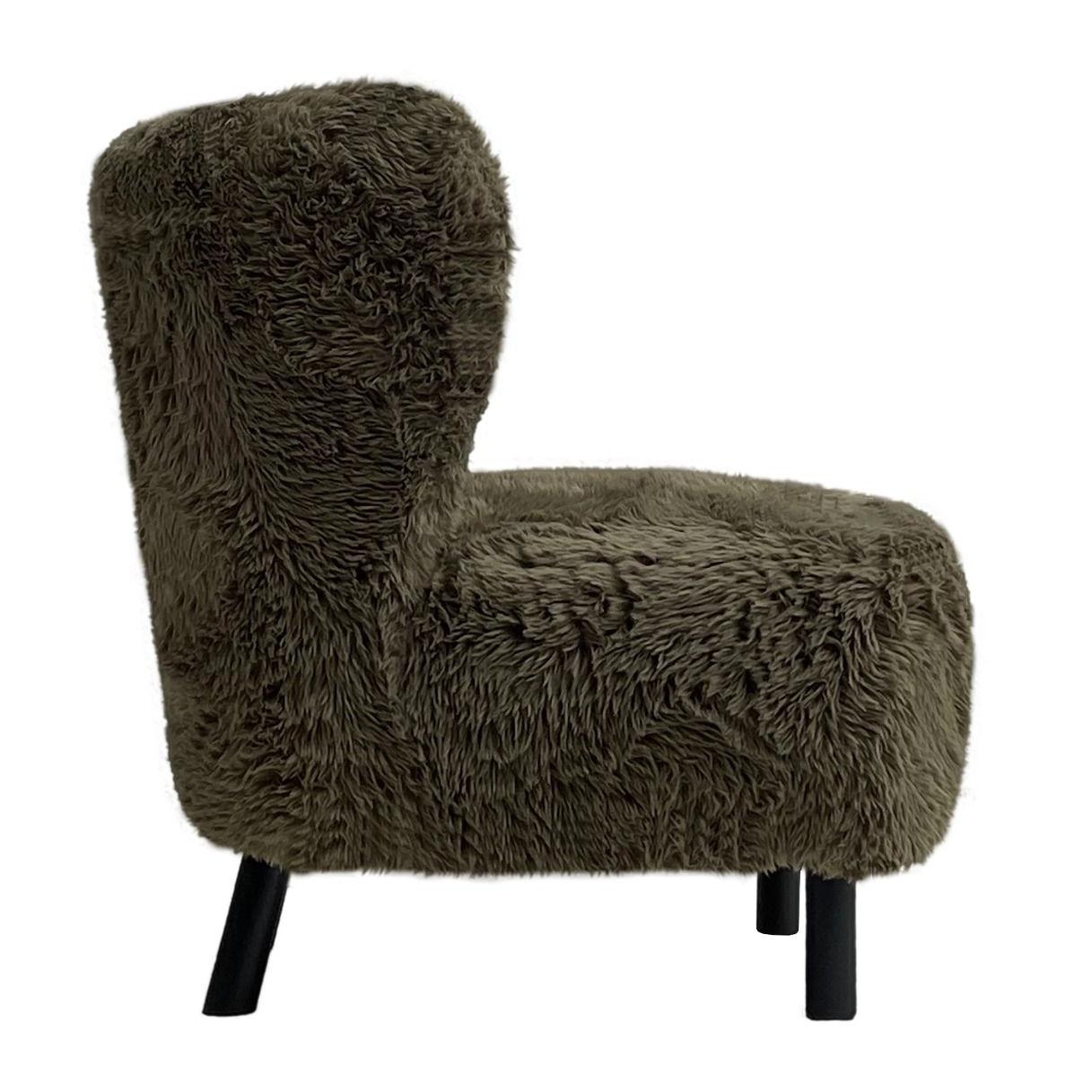 BOHEMIAN FAUX SHEEPSKIN/HARDWOOD CHAIR IN SAGE