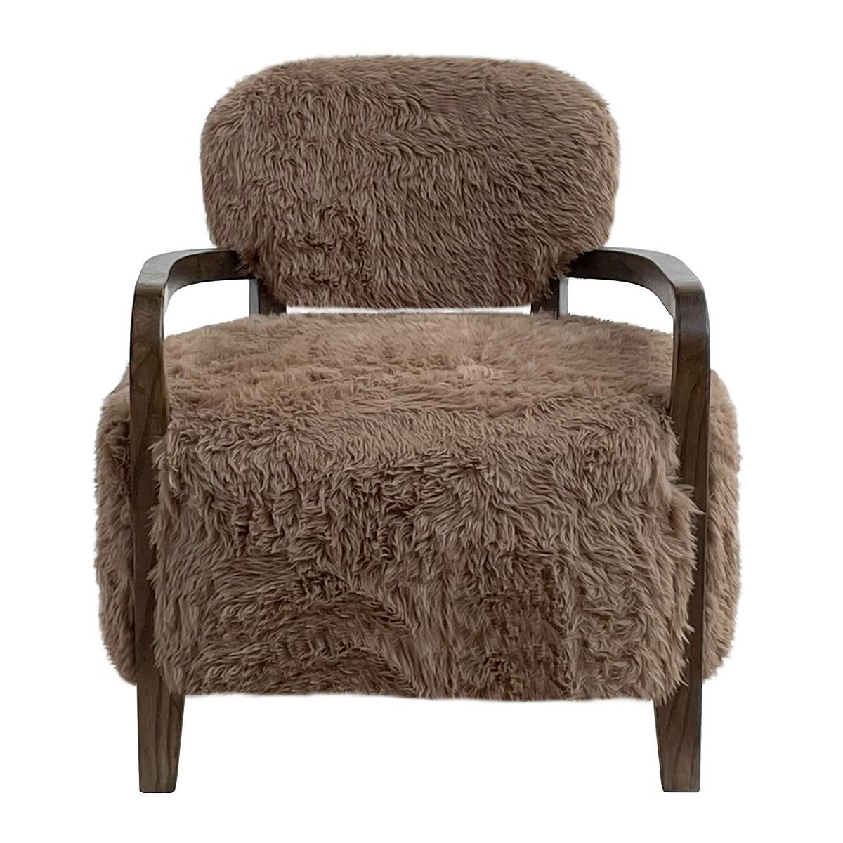 FENRIS FAUX SHEEPSKIN/HARDWOOD ARMCHAIR/LOUNGE CHAIR IN LATTE - MyChocolateWood