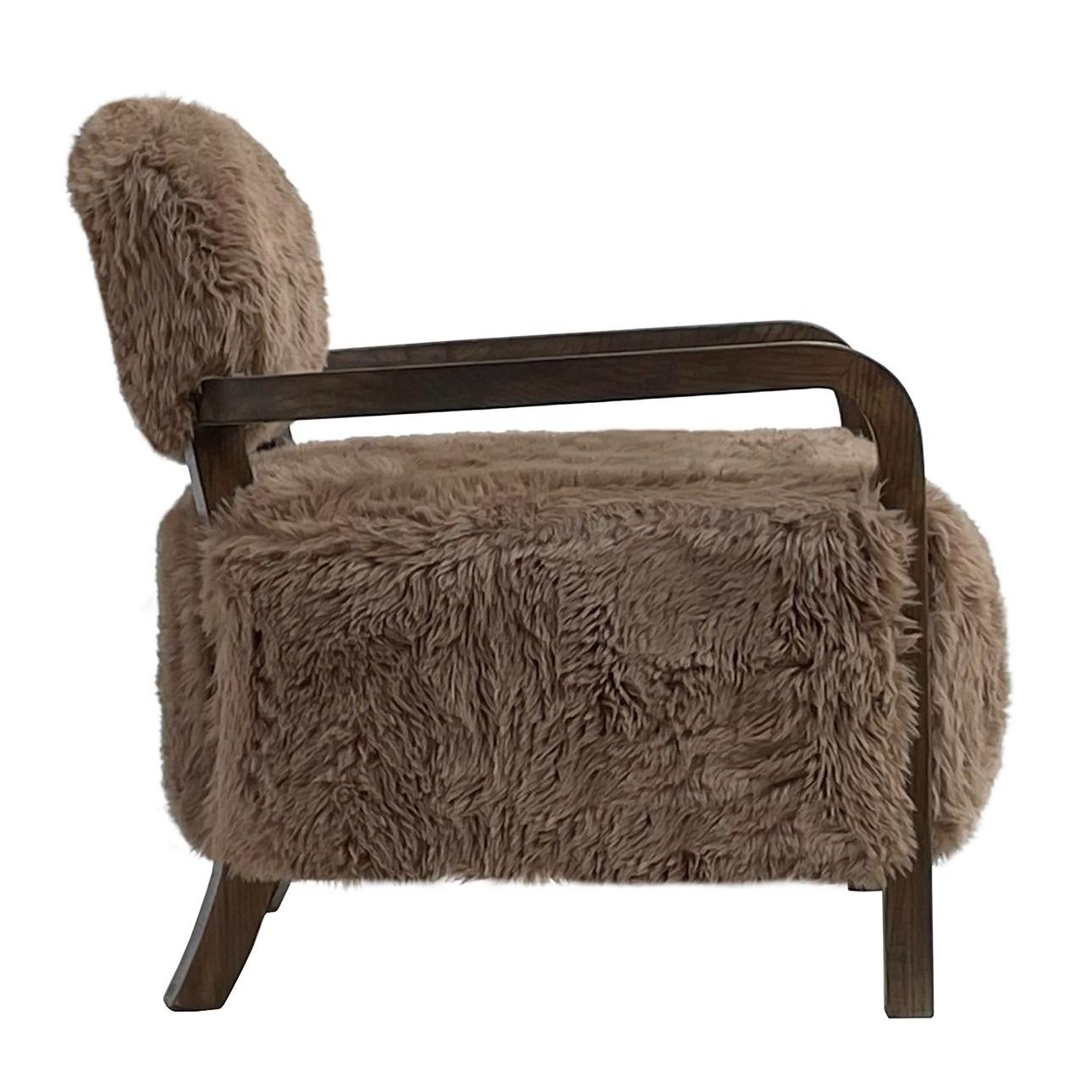 FENRIS FAUX SHEEPSKIN/HARDWOOD ARMCHAIR/LOUNGE CHAIR IN LATTE - MyChocolateWood