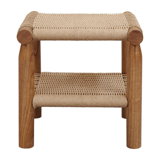 KELLY HANDWOVEN RATTAN & WHITE CEDAR TIMBER LAMP TABLE/SIDE TABLE ALMOND - MyChocolateWood