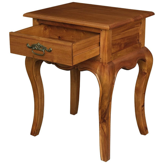 ELODIE 1 DRAWER LAMP TABLE IN SOLID MAHOGANY - LIGHT PECAN - MyChocolateWood