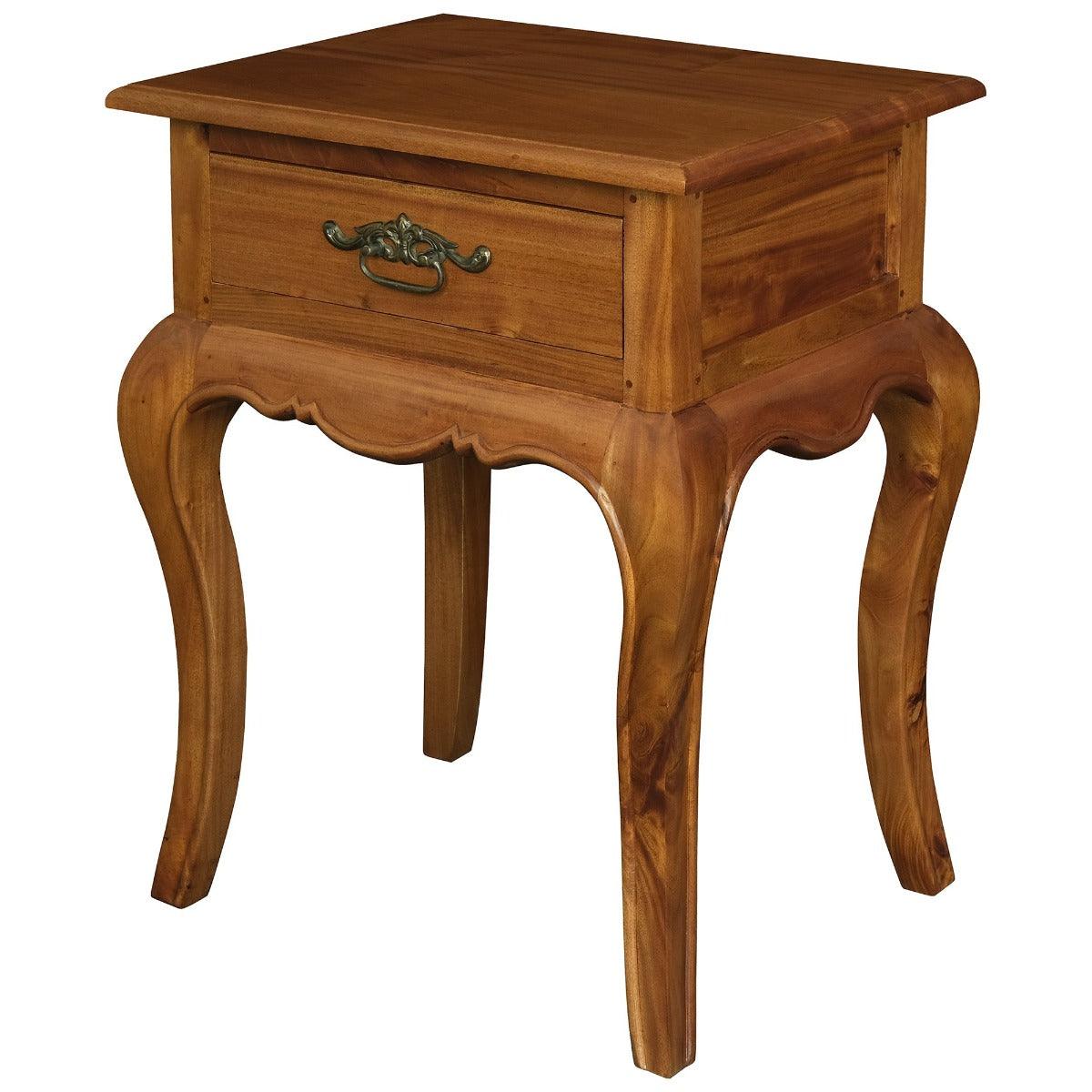 ELODIE 1 DRAWER LAMP TABLE IN SOLID MAHOGANY - LIGHT PECAN - MyChocolateWood