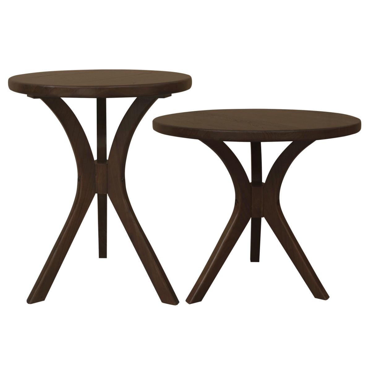 GATSBY WHITE CEDAR ROUND SIDE TABLELAMP TABLE SET WALNUT - MyChocolateWood