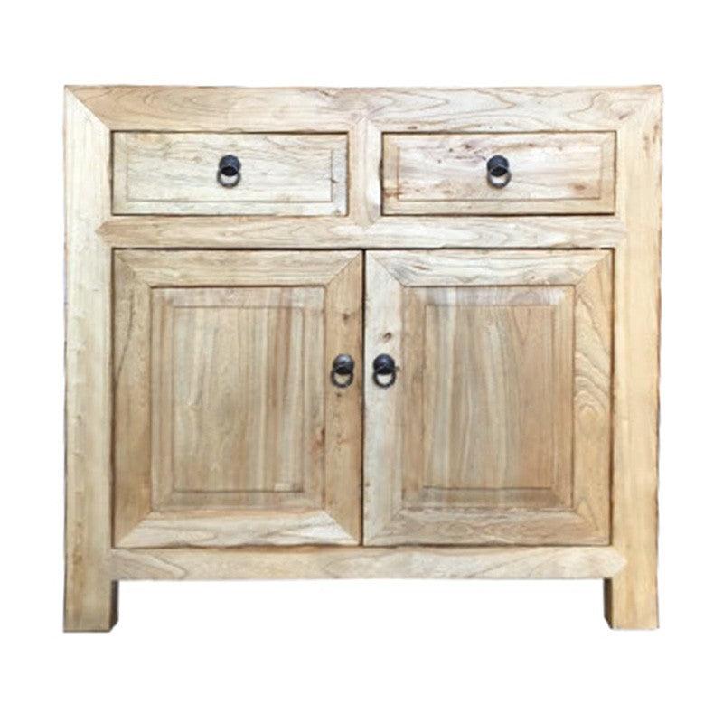 SHULI CHINESE ANTIQUE REPRODUCTION BUFFET SIDEBOARD 2-DOORS 2-DRAWERS IN RECLAIMED ELM - MyChocolateWood