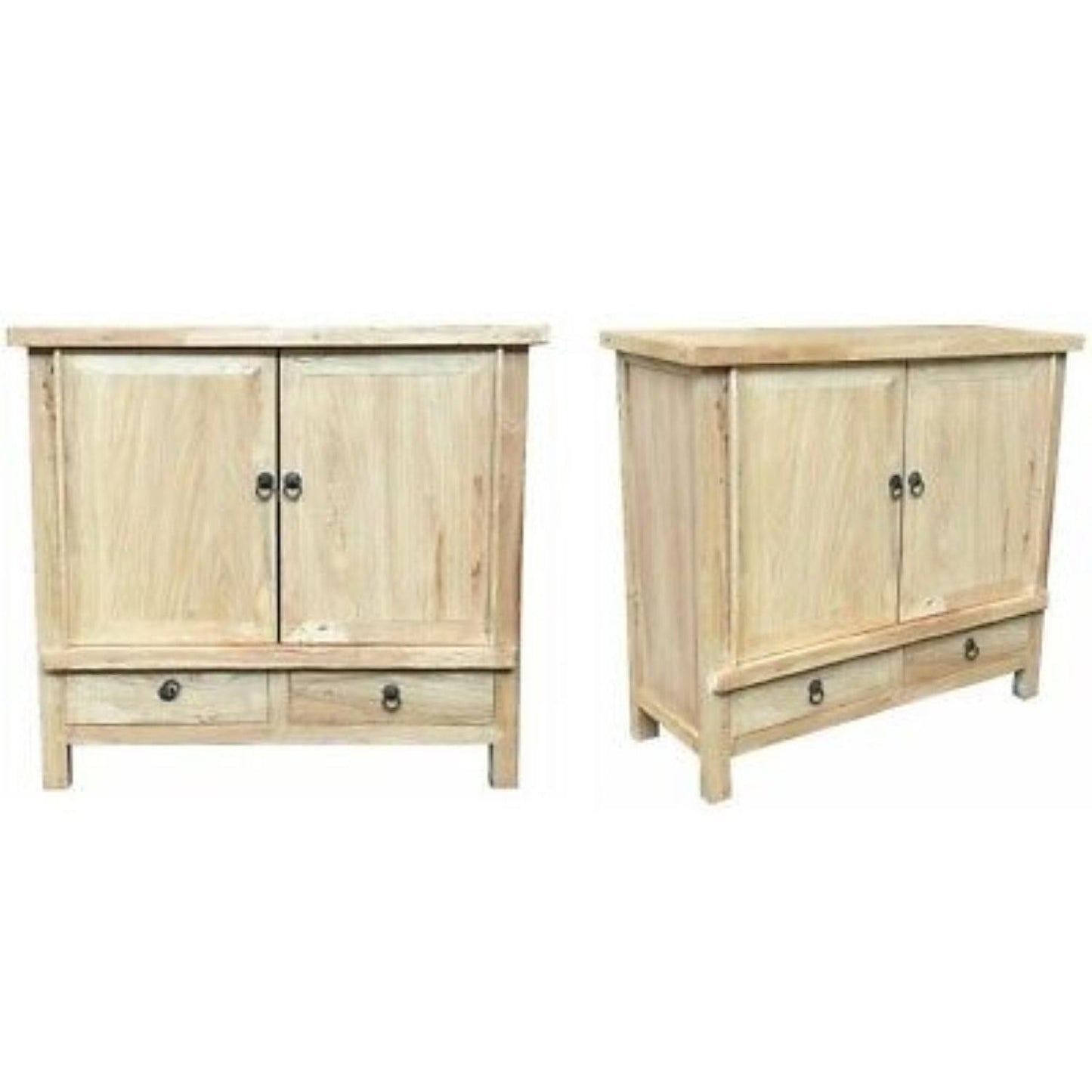 SHULI RECLAIMED ELM CHINESE ANTIQUE REPRODUCTION BUFFET SIDEBOARD 2-DOORS 2 LOW DRAWERS - MyChocolateWood
