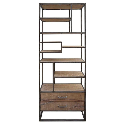 LAUREL STYLIST SLIM INDUSTRIAL BOOKCASE/DISPLAY UNIT - MyChocolateWood