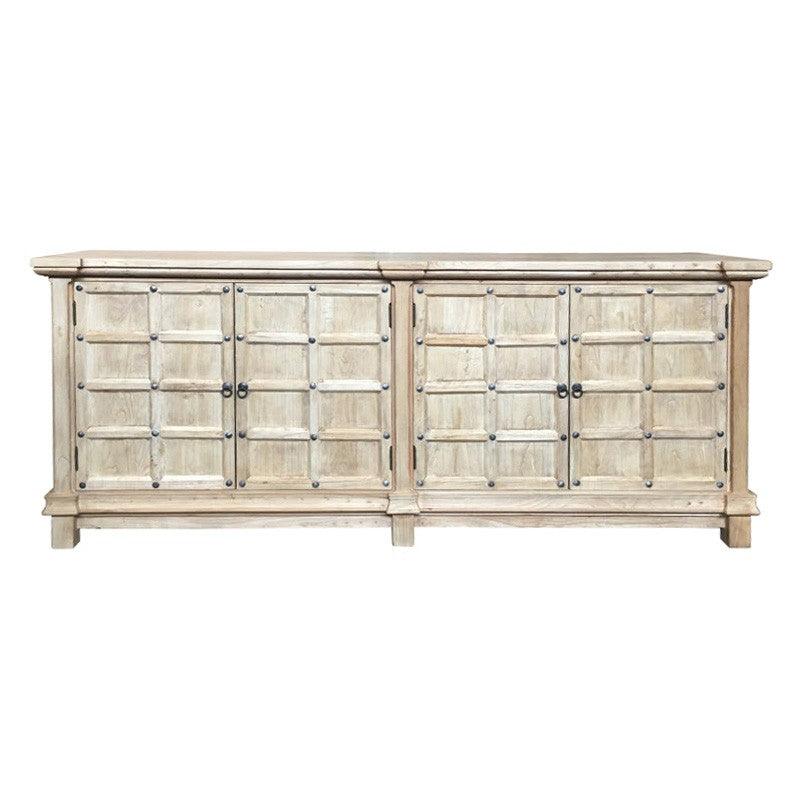 SHULI CHINESE ANTIQUE REPRODUCTION 4-DOOR BUFFET SIDEBOARD W/METAL STUDS 200 CM - MyChocolateWood